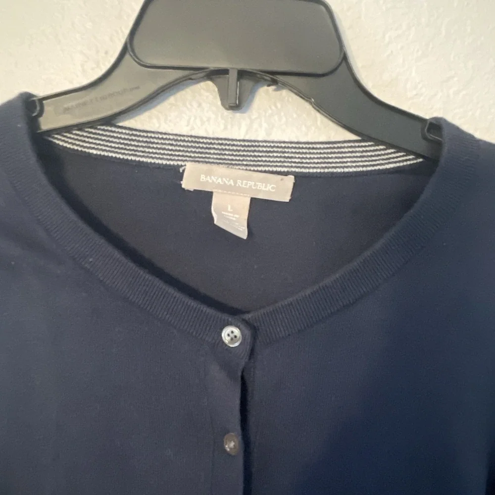 Banana Republic Sweater Womens Large Navy Blue Button Up Cardigan